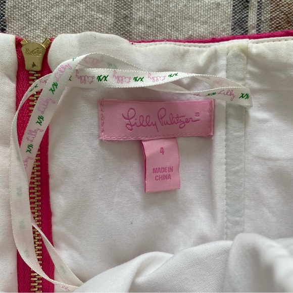 Lilly Pulitzer Azalea Pink Strapless Embroidered Peplum Maybell Dress 4 - Picture 9 of 16